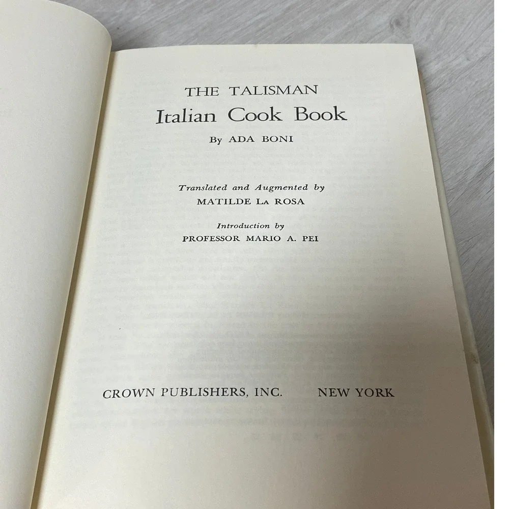 The Talisman Italian Cook Book Ada Boni Vintage Hardcover Crown Publishing 1950